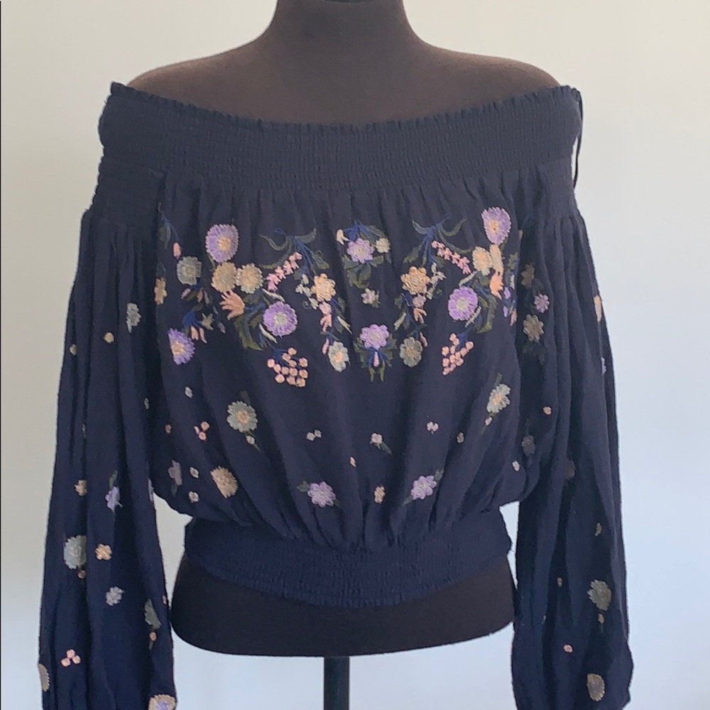 Free people off the shoulder embroidery top